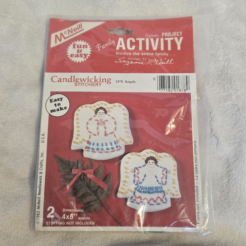 VTG 1983 McNeill Candlewicking Stitchery Angels Kit #1878 Sealed NOS Craft RARE